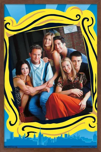 Vista 10 de Trends International Friends - Póster de pared de grupo, 14.725 x 22.375 pulgadas, versión enmarcada de madera de granero Versión sin marco