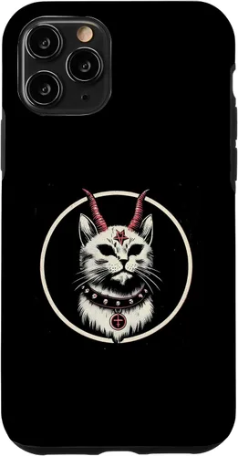 Vista 29 de Funda para iPhone 17 de Baphomet Satánico Oculto de Gato del Diablo