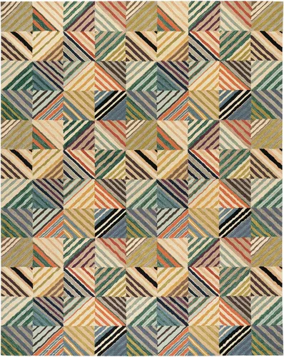 Vista 25 de Dash & Albert Ashmore - Alfombra de lana micro enganchada a múltiples manos, 2 x 3 pies, patrón geométrico multicolor