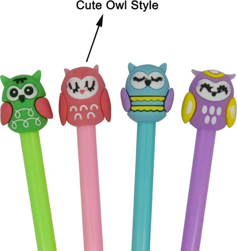Vista 3 de Maydahui 28 bolígrafos con forma de búho, lindos bolígrafos Kawaii de animales, bolígrafo de escritura de pájaros, tinta de gel negra, accesorios