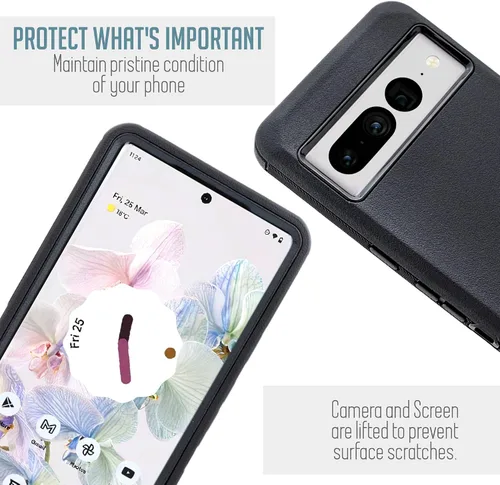 Vista 7 de Customerfirst - Funda diseñada para Google Pixel 7 con clip para cinturón y soporte, funda resistente de triple capa de cuerpo completo