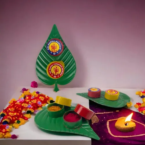 Vista 8 de LOVENSPIRE Haldi Kumkum - Juego de hojas de paquete (paquete de 10) decorativo de cúrcuma y sindoor combo para Pooja, regalo tradicional indio