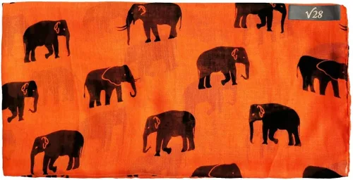 Vista 6 de V28 Hermosa bufanda larga y suave con estampado de elefante azul - grande