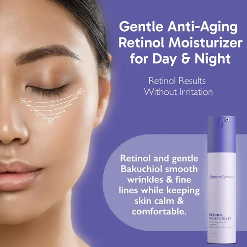 Vista 2 de Qaana Lujosa crema hidratante facial con retinol, colágeno y ácido hialurónico, crema antienvejecimiento para mujeres y hombres con colágeno