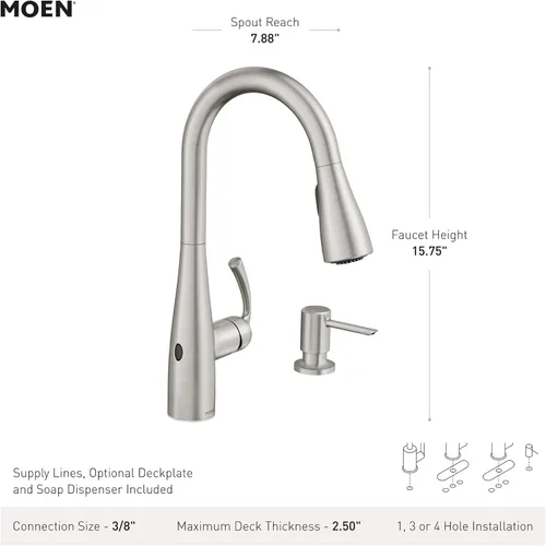 Vista 4 de Moen Essie 87014EWBRB - Grifo de cocina desplegable de una manija, en bronce mediterráneo