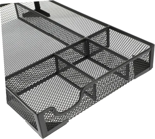 Vista 5 de Uonlytech Metal Desk Organizer with Multi Compartment Storage File Holder for Office and Home Black Metal Organizer for Cosmetics Stationery and