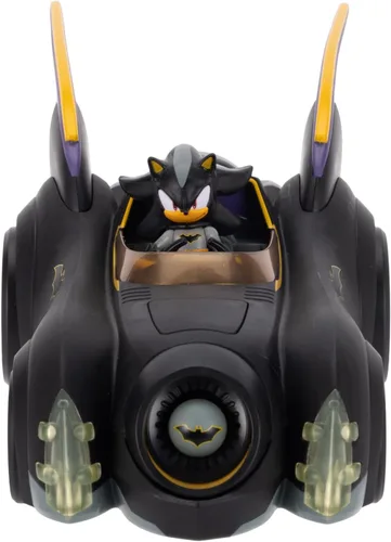 Vista 3 de ¡DC X Sonic Batmobile Shadow-fied! con figura de acción genial de Shadow de 2.5 pulgadas como Batman, de la serie de cómics DC x Sonic The Hedgehog