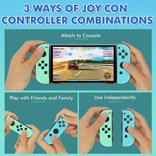 Vista 6 de XIBALAN Joypad for Switch, Replacement for Switch Controllers Joypad, Upgraded Switch Joypad with Dual VibrationWake-upScreenshot,Green and Blue