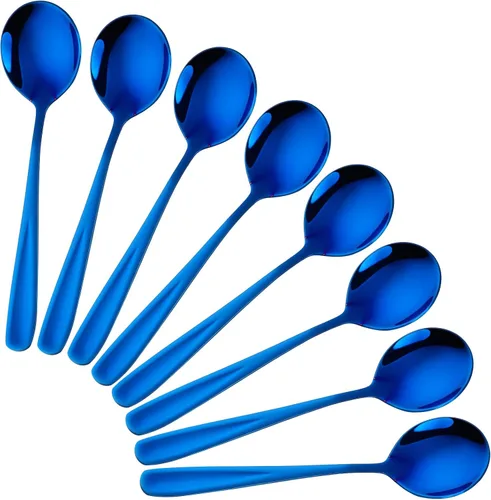 Vista 13 de 8-Piece Stainless Steel Table Spoons, 7 Inch Soup Spoons for Cereal, Dessert, Soup, Coffee & Tea(black）