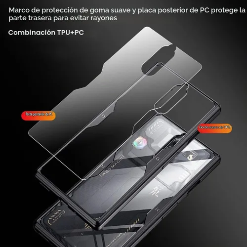 Vista 3 de QUIETIP Funda para Red Magic 8 Pro / 8S Pro con protector de pantalla, parte trasera dura transparente de policarbonato a prueba de golpes, borde