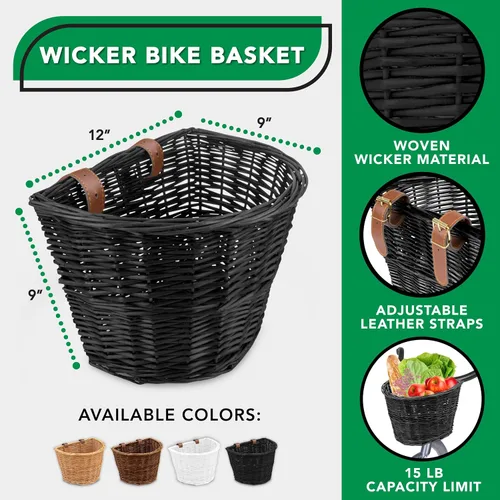 Vista 2 de ProSource Bicycle Front Basket for All Ages, Detachable Bike Basket with Adjustable Straps, Fits Most Bikes, 15LB Capacity
