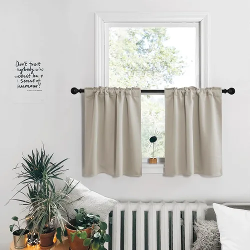 Vista 78 de PONY DANCE Cortinas cortas con aislamiento térmico para ventana pequeña, para guardería, baño, cocina, lavandería, caravana, sótano, 29 pulgadas