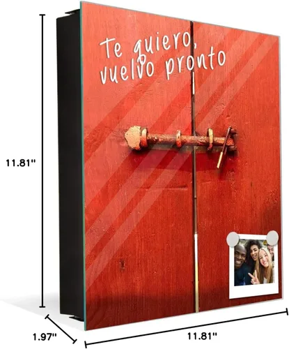 Vista 3 de Concept Crystal Gabinete decorativo de almacenamiento de llaves con tablero blanco de vidrio K10A: pestillo antiguo sin entrada