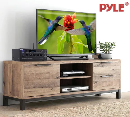 Vista 8 de Pyle Mini amplificador de potencia para el hogar compacto - Receptor estéreo de audio pequeño inteligente de 40 W con micrófono AUX 2 EN