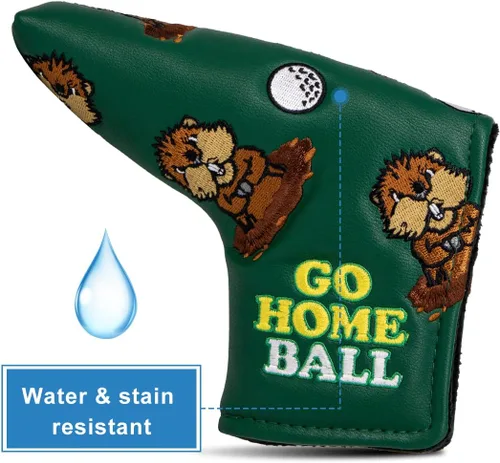 Vista 3 de Barudan Golf Groundhog Funda para Cabeza de Putter de Golf Magnética - Funda para Putter Blade - Funda de Golf de Cuero Sintético Compatible