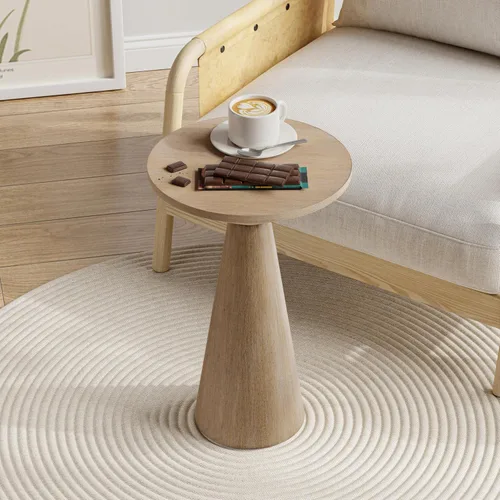 Vista 10 de COZAYH Mesa auxiliar pequeña con pedestal de granja, mesa redonda de Martini, soporte de madera para plantas, mesa rústica para bebidas