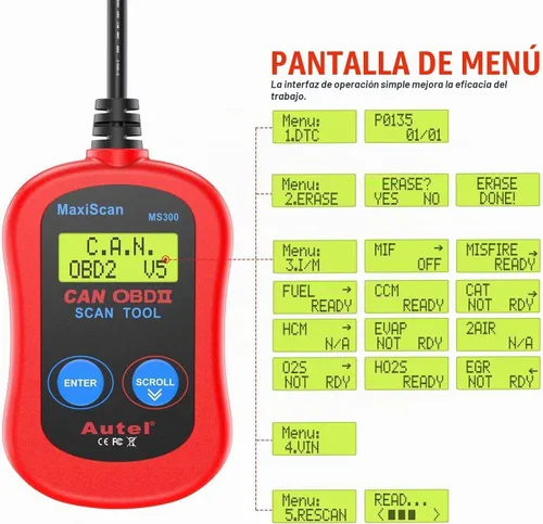 Vista 3 de Herramienta de exploración de diagnóstico MaxiScan MS300 CAN de Autel, para los vehículos de OBDII