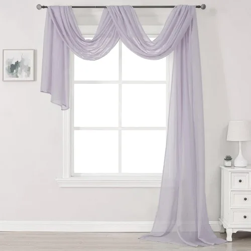 Vista 13 de Bufanda transparente para ventana de 144 pulgadas de largo, color azul bebé, perfecta como bufandas de cenefa, así como toldo de cama o decoración