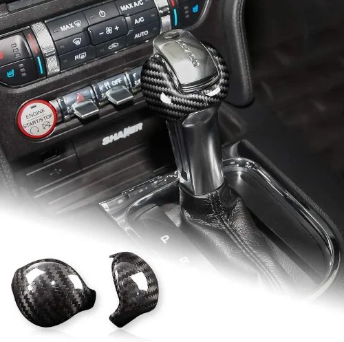 Vista 12 de AIRSPEED Para Mustang - Cubierta de la perilla de la palanca de cambios de fibra de carbono, accesorios interiores, calcomanía para Ford Mustang