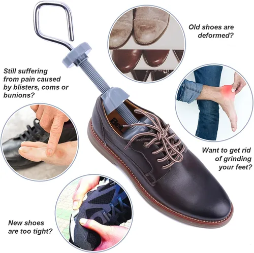 Vista 4 de cyrico Ensanchador de zapatos para hombre, ampliador de zapatos de 4 vías, forma de árbol de zapatos para pies anchos