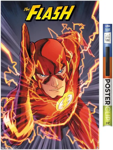 Vista 17 de Trends International DC Comics The Flash - Póster de pared de velocidad, 22.4 pulgadas de largo x 14.7 pulgadas, versión enmarcada de madera