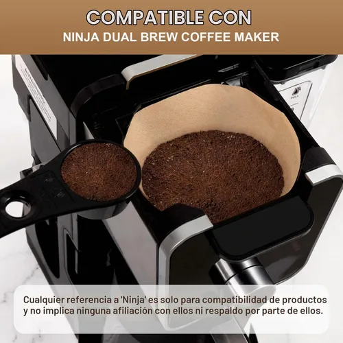 Vista 2 de Filtros desechables de papel de café, 100 piezas de filtro de repuesto de cono #4 para cafetera Ninja Filtros de café sin blanquear para cafetera