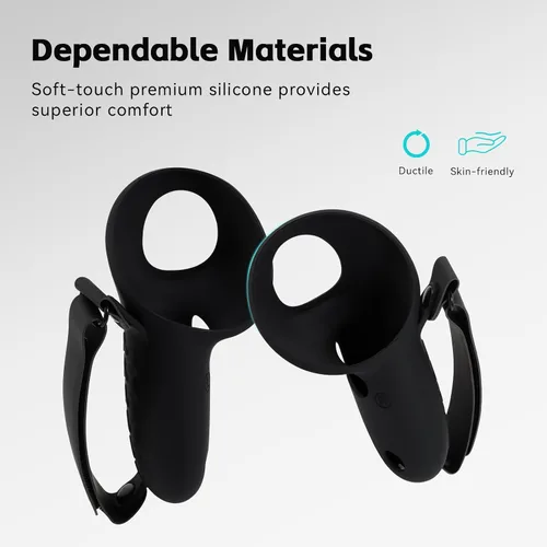 Vista 2 de HCHRVR Controller Grips Cover Compatible with Meta Quest 3 Accessories, Anti-Throw Silicone Grips Cover Protector with Knuckle Straps,Non-Slip