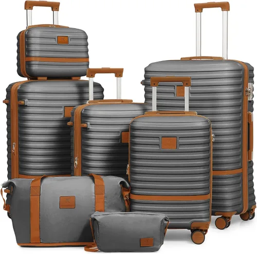Vista 16 de Juego de maletas Joyway de 3 piezas, juego de maletas extensibles de cabina con rueda giratoria, juego de maletas de carcasa dura con candado TSA