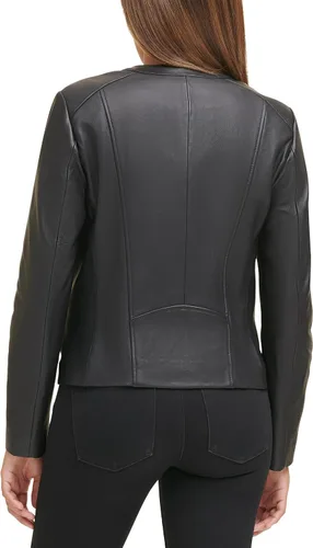 Vista 2 de Cole Haan womens Zip Front Fully Lined Leather Coat