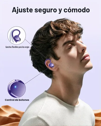 Vista 4 de hadbleng Auriculares inalámbricos Bluetooth deportivos 128 horas de reproducción Bluetooth 5.3 con pantalla LED, potentes graves sobre la oreja