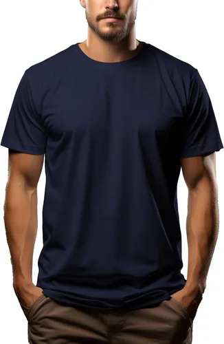 Vista 8 de Camiseta de alta calidad para hombre, 7.1 oz/yd² de algodón puro con cuello redondo