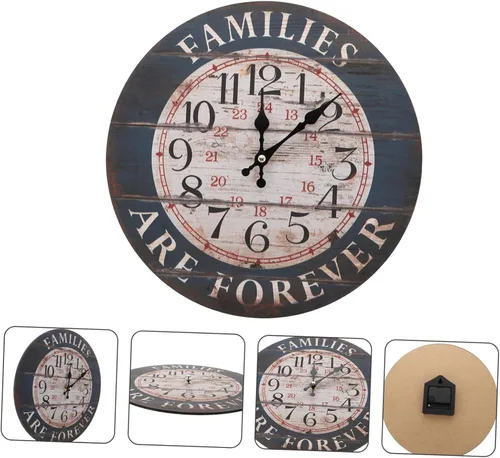 Vista 9 de ULTECHNOVO Retro Arabic Numeral Wall Clock Black Silent Non-Ticking Decorative Hanging Clock for Home Living Bedroom Modern Simple Wall Decor