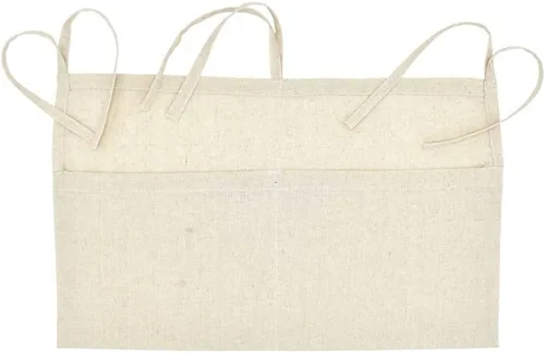Vista 5 de Bolsa de Almacenamiento Colgante de Lino para Bebé al Lado de la Cama, Organizador de 2 Bolsillos para Cunas de Bebé y Juguetes (Burlywood)