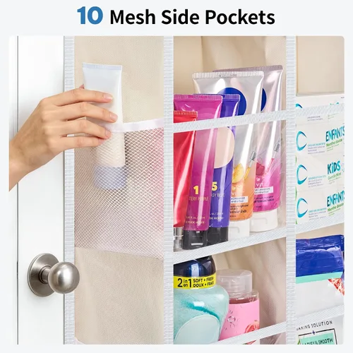 Vista 6 de JARLINK Over the Door Organizer Storage, 5-Tier Extra Large Hanging Storage with 10 Mesh Pockets, 100 lbs Capacity Behind Door Storage for Bedroom