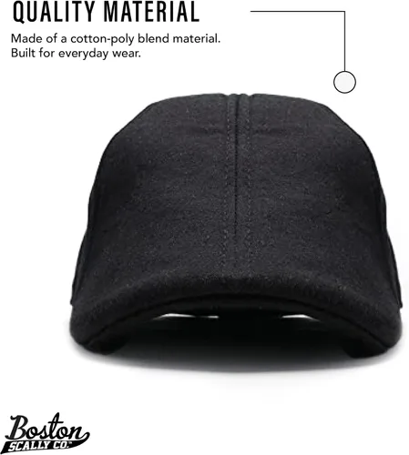 Vista 2 de La gorra original Boston Scally Cap - La gorra Newsboy plana Scrapper - Sombrero ajustado de algodón de 6 paneles para hombre - Negro