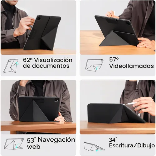 Vista 3 de PITAKA Funda para iPad Pro de 11 pulgadas, compatible con iPad Air M3/M2 de 11 pulgadas (4ª-7ª generación) y iPad Pro de 11 pulgadas Negro