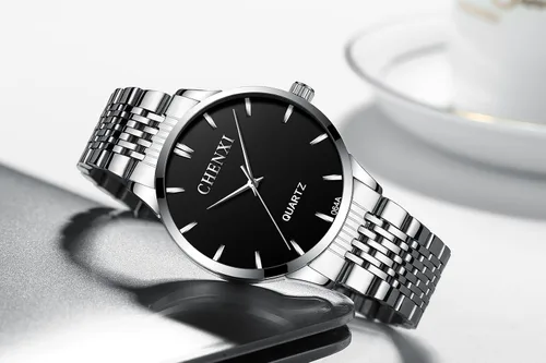 Vista 2 de MASTOP Relojes de cuarzo de moda para hombre, reloj de pulsera clásico de lujo con correa de acero inoxidable