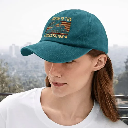 Vista 5 de Dad Hats Take Him to The Train Station Dad Hats, Vintage Hat for Men