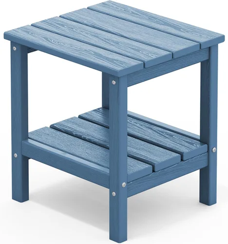 Vista 26 de SERWALL Mesa auxiliar de 2 niveles HDPE para exteriores, resistente a la intemperie, mesa auxiliar Adirondack rectangular Aruba
