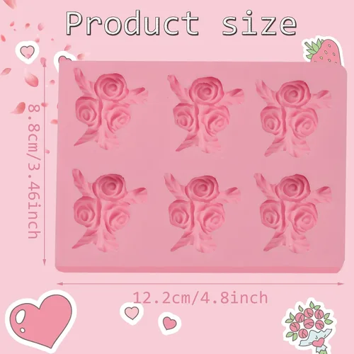 Vista 6 de Molde de silicona de 6 cavidades para decoración de pasteles, para boda, día de San Valentín, fiesta de cumpleaños, aniversario, decoración