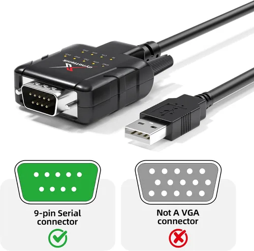 Vista 3 de FTDI Adaptador USB a RS232 con 9 LED de estado, puerto serie DB9 FT232RL Chipset, Hardware Flow Control, Real-Time Signal Monitoring and ESD