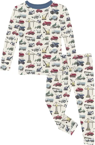 Vista 94 de KicKee Pants Conjunto de pijama de manga larga con estampado de piezas