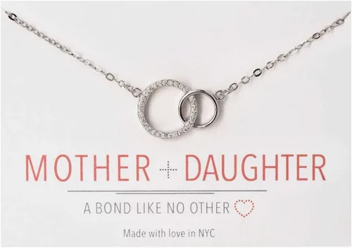 Vista 13 de A+O Regalos para mamá, regalo para madre e hija, collar de círculo entrelazado o pulsera