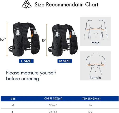 Vista 7 de Chaleco de hidratación para correr Haimont, paquete ligero de 5L para mujer y hombre, para correr en senderos Bounce-Free Fit, Front Fuel Storage