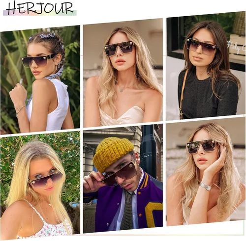 Vista 3 de Allarallvr Gafas de sol cuadradas de gran tamaño para mujeres hombres vintage de moda clásica gafas de sol de sol para mujer AR82087