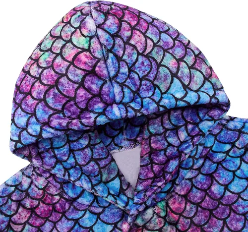 Vista 3 de AIDEAONE Albornoces para niños y niñas, con capucha, batas de franela suave de felpa, regalo para niños y niñas de 4 a 14 años