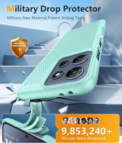 Vista 432 de FNTCASE Funda para iPhone 17 Pro: Fundas delgadas translúcidas de color azul claro compatibles con MagSafe, protección completa de la cámara