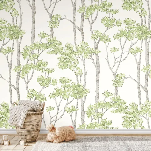 Vista 7 de RoomMates Birch Grove - Papel tapiz autoadhesivo extraíble, color verde, 20.5 pulgadas x 18 pies