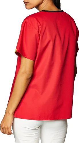 Vista 4 de WonderWink Charlie Uniformes médicos de 5 bolsillos, con cuello en Y para mujer