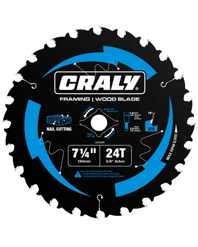 Vista 16 de CRALY Hoja de sierra circular para corte de madera de 6-1/2 pulgadas con 24 dientes, árbol de 5/8 pulgadas, con punta de carburo, corte fino